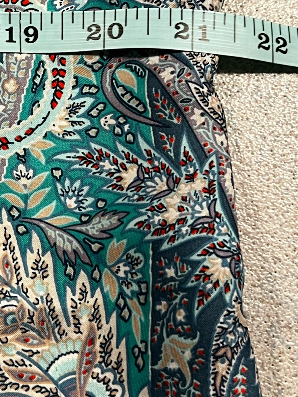 Zara, Paisley Resort Boho Tunic Blouse Split Neck Kimono Sleeve Navy Size Small - Picture 5 of 7